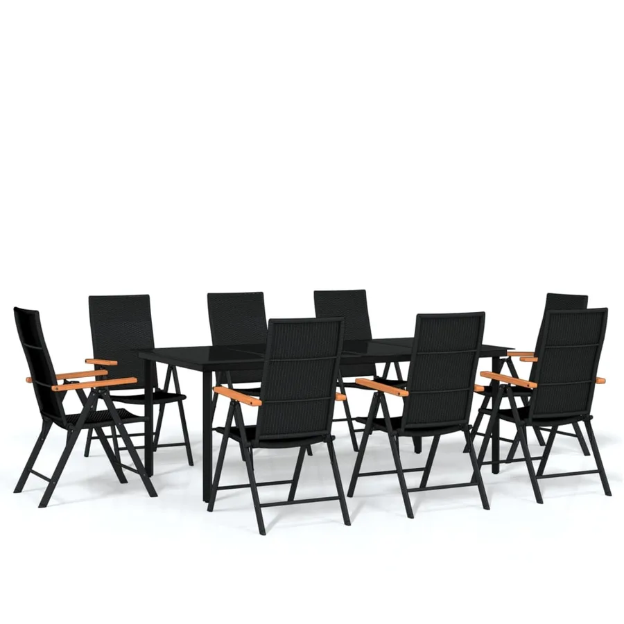 Ensemble à manger de jardin 9 pcs Noir - 2