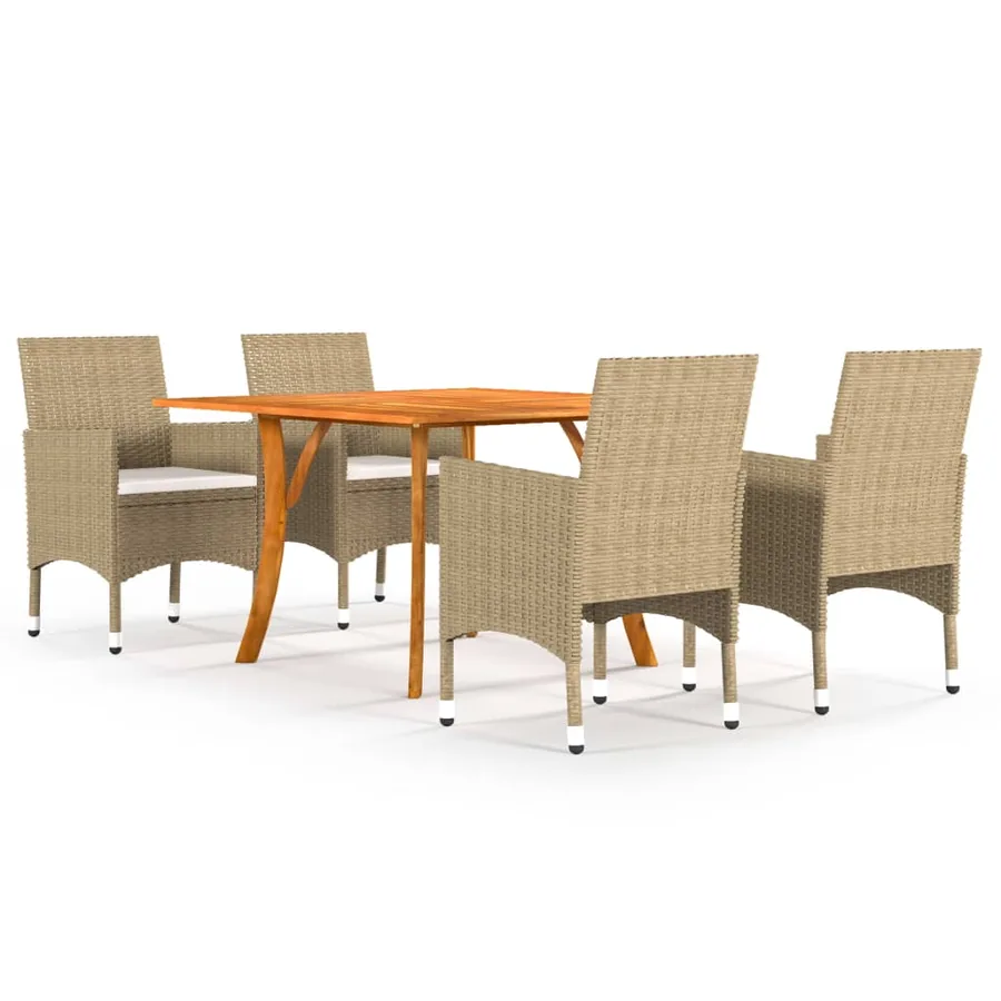 Ensemble à manger de jardin 5 pcs Beige