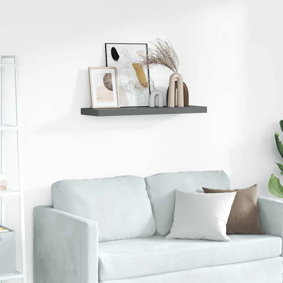 Étagères à rebord pour cadre photo 2 pcs Gris 80x9x3 cm MDF
