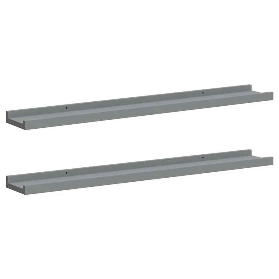 Étagères à rebord pour cadre photo 2 pcs Gris 80x9x3 cm MDF - 5