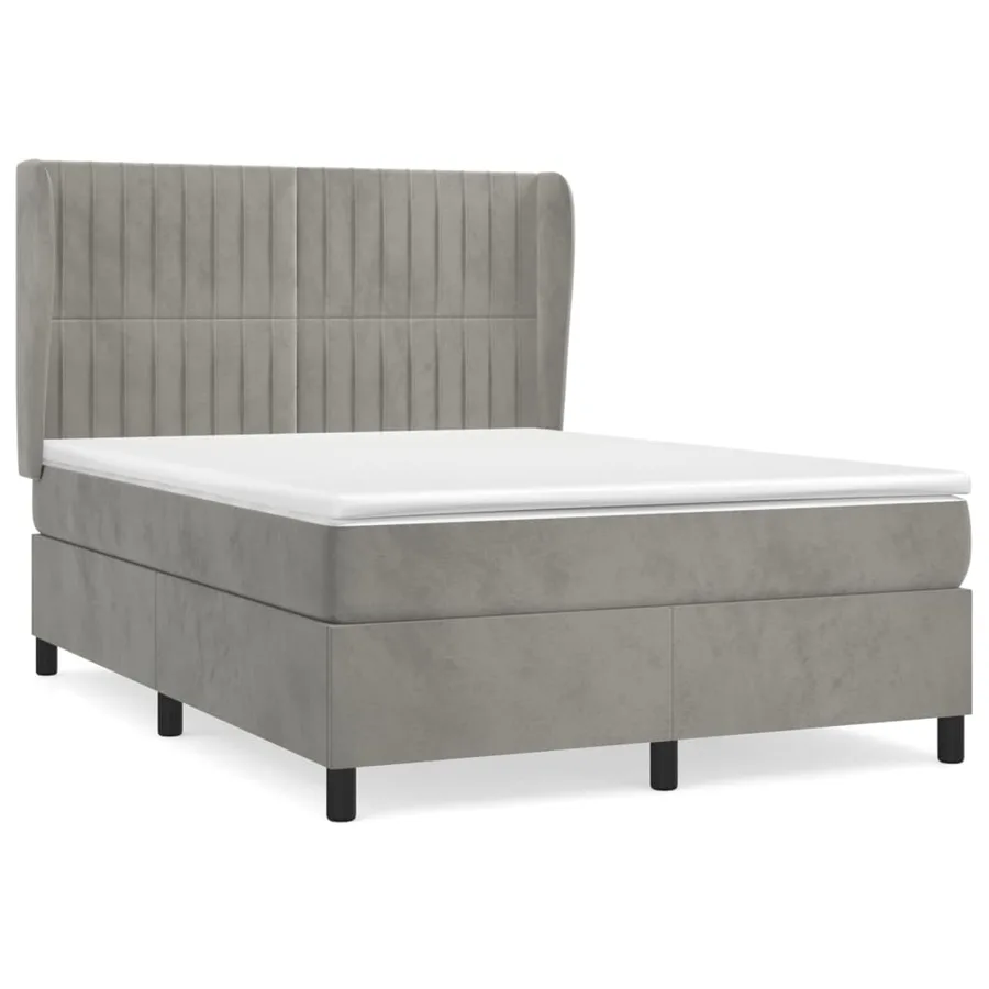 Sommier à lattes de lit et matelas Gris clair 140x200cm Velours - 2