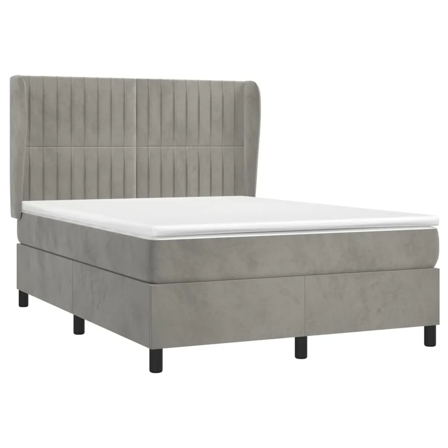Sommier à lattes de lit et matelas Gris clair 140x200cm Velours - 3
