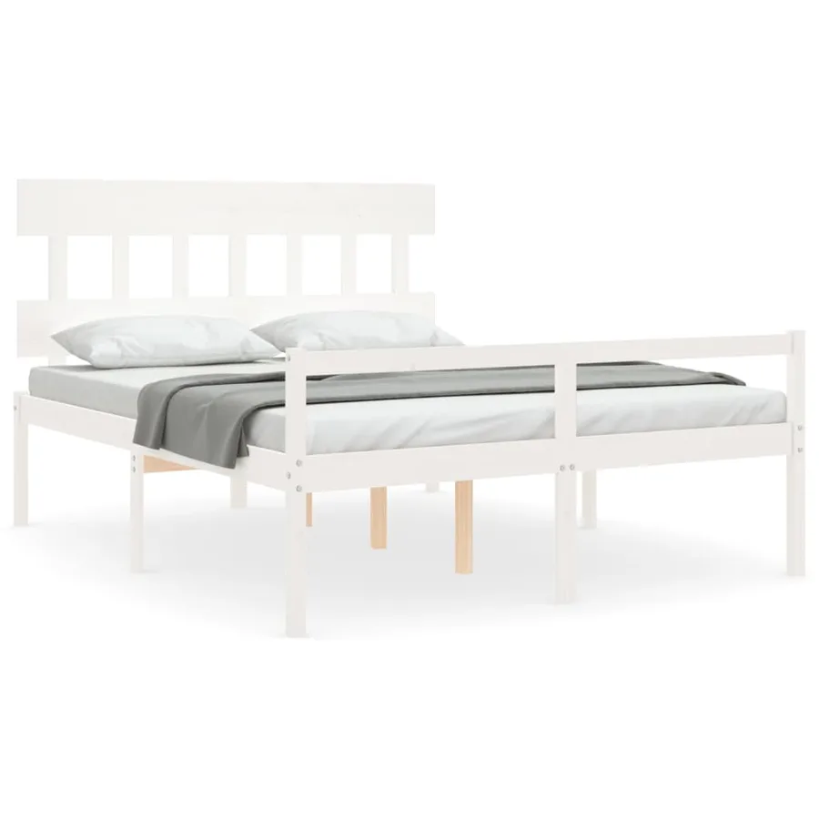 Lit pour personne âgée sans matelas blanc 160x200cm bois massif - 2