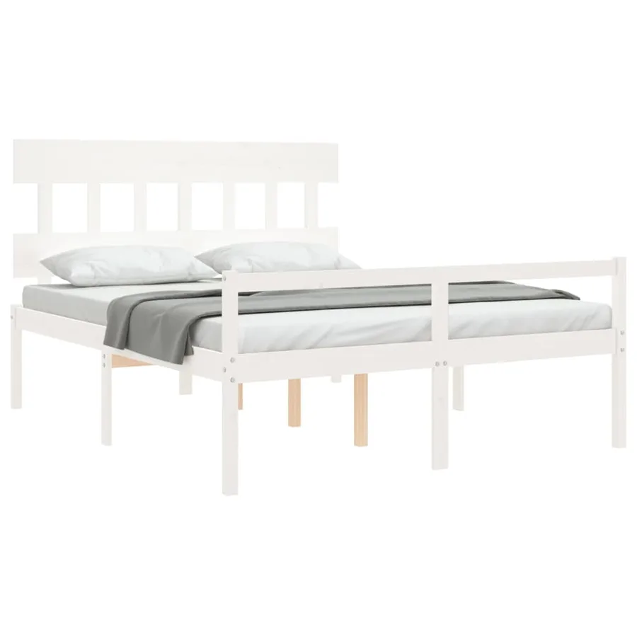 Lit pour personne âgée sans matelas blanc 160x200cm bois massif - 4