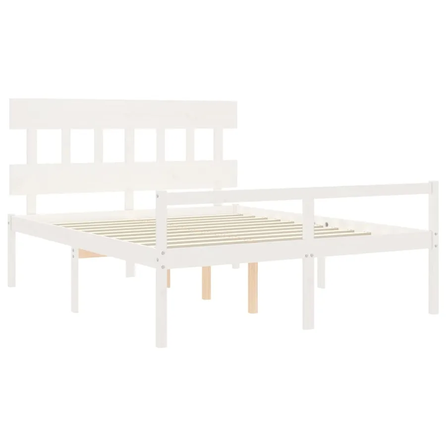 Lit pour personne âgée sans matelas blanc 160x200cm bois massif - 5