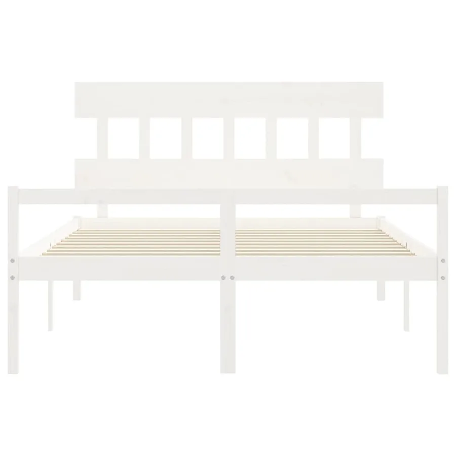 Lit pour personne âgée sans matelas blanc 160x200cm bois massif - 6