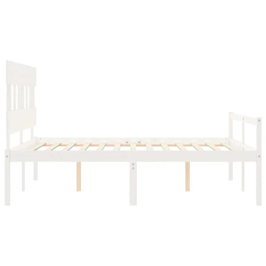 Lit pour personne âgée sans matelas blanc 160x200cm bois massif - 7