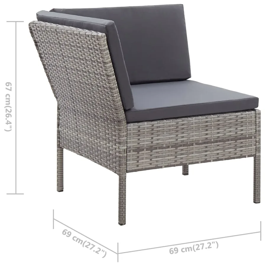 Salon de jardin 3 pcs avec coussins Résine tressée Gris - 13