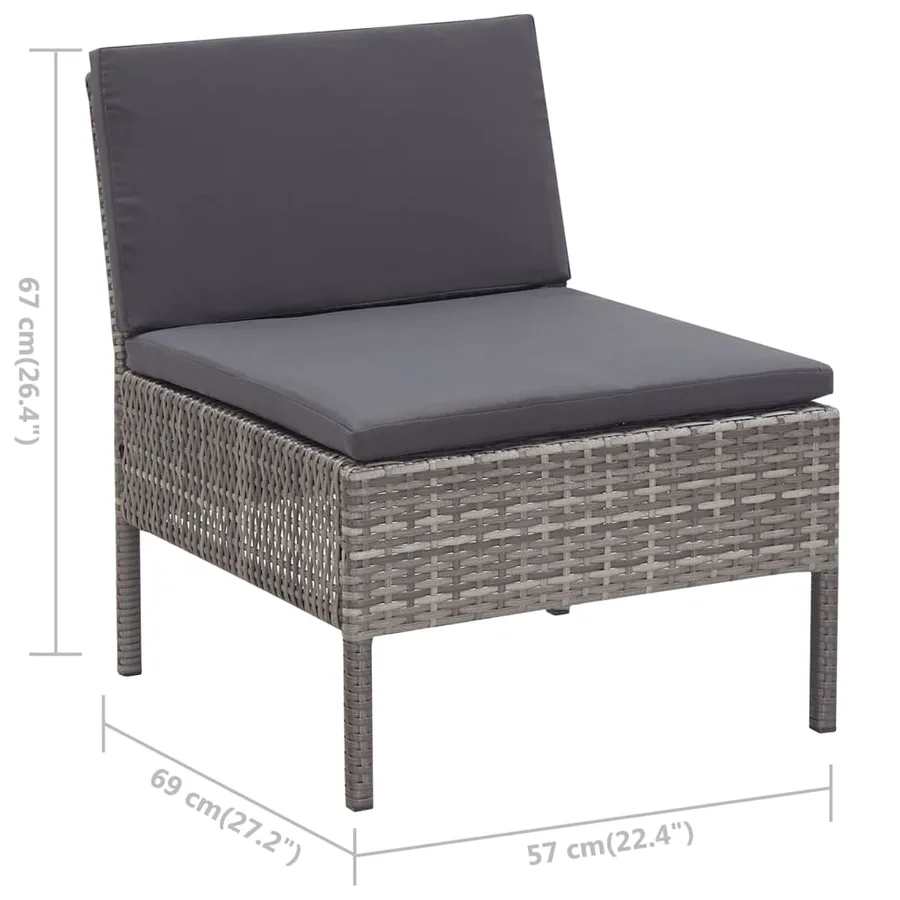 Salon de jardin 3 pcs avec coussins Résine tressée Gris - 14