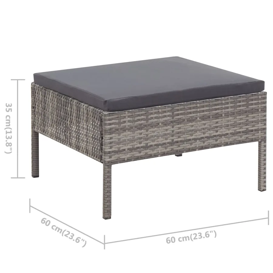 Salon de jardin 3 pcs avec coussins Résine tressée Gris - 15