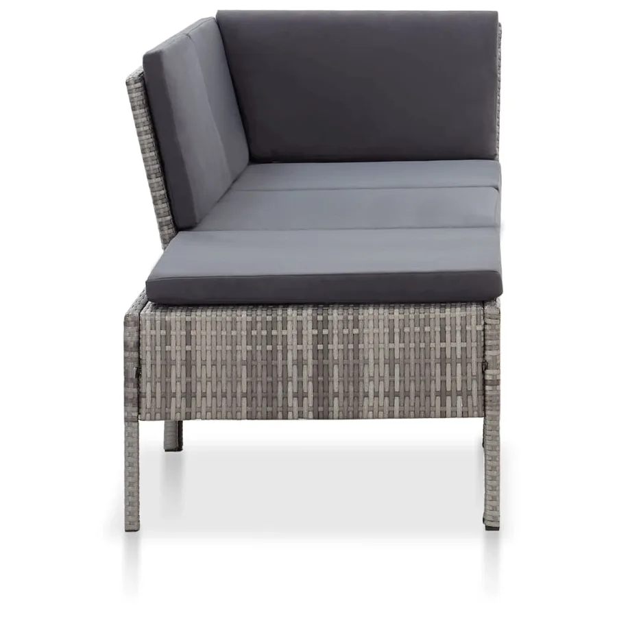 Salon de jardin 3 pcs avec coussins Résine tressée Gris - 3