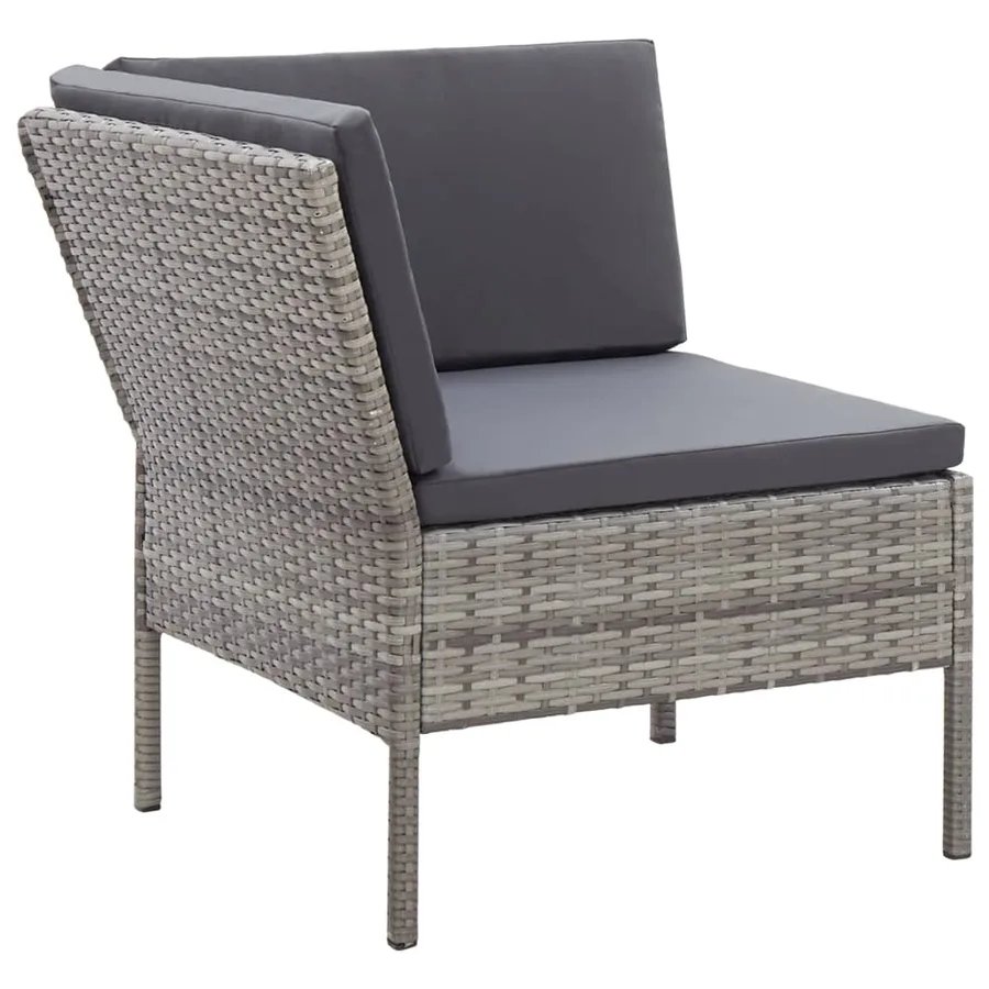 Salon de jardin 3 pcs avec coussins Résine tressée Gris - 4