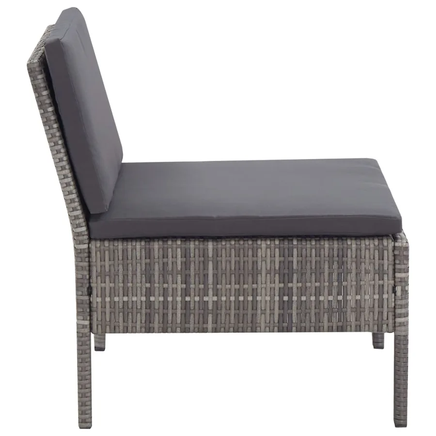 Salon de jardin 3 pcs avec coussins Résine tressée Gris - 8
