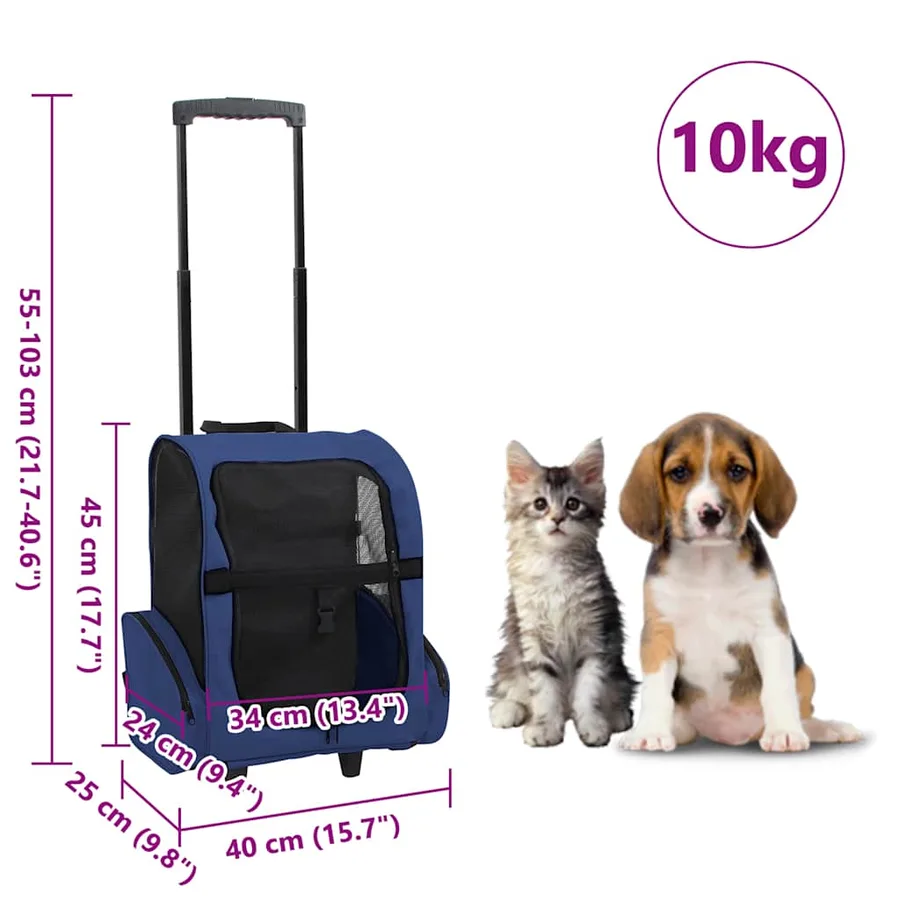 Chariot polyvalent pliable pour animaux de compagnie bleu - 8