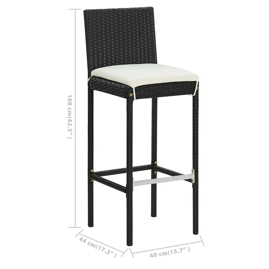 Ensemble de bar de jardin avec coussins 5 pcs Noir - 11
