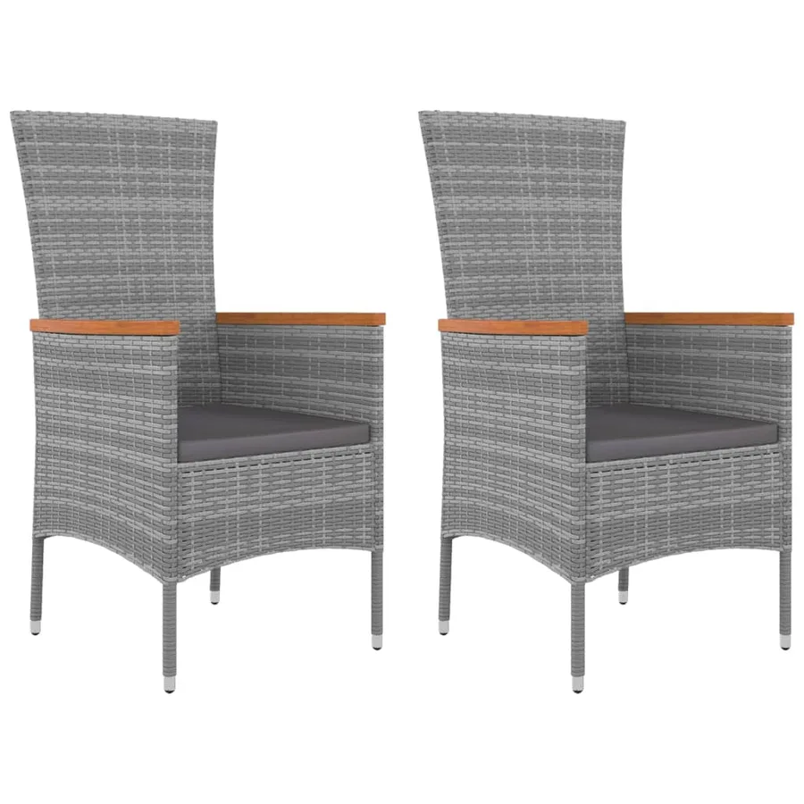 Ensemble de salon de jardin 3 pcs gris poly rotin et acacia - 4