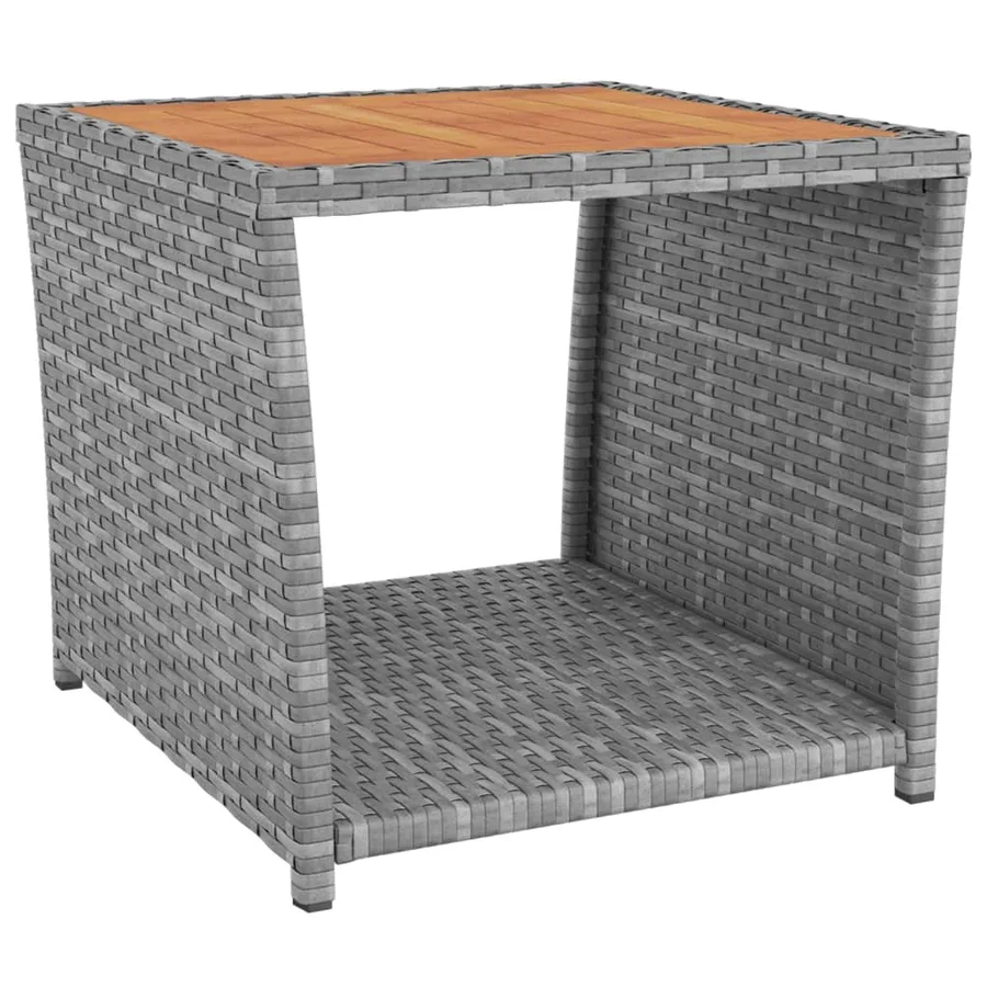 Ensemble de salon de jardin 3 pcs gris poly rotin et acacia - 5