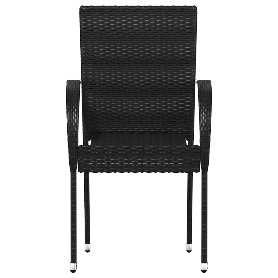 Chaises empilables d'extérieur lot de 6 Résine tressée Noir - 4