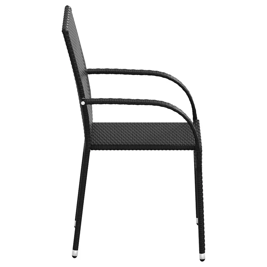 Chaises empilables d'extérieur lot de 6 Résine tressée Noir - 5