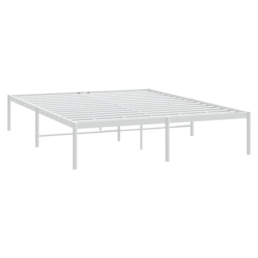 Cadre de lit métal sans matelas blanc 140x200 cm - 3