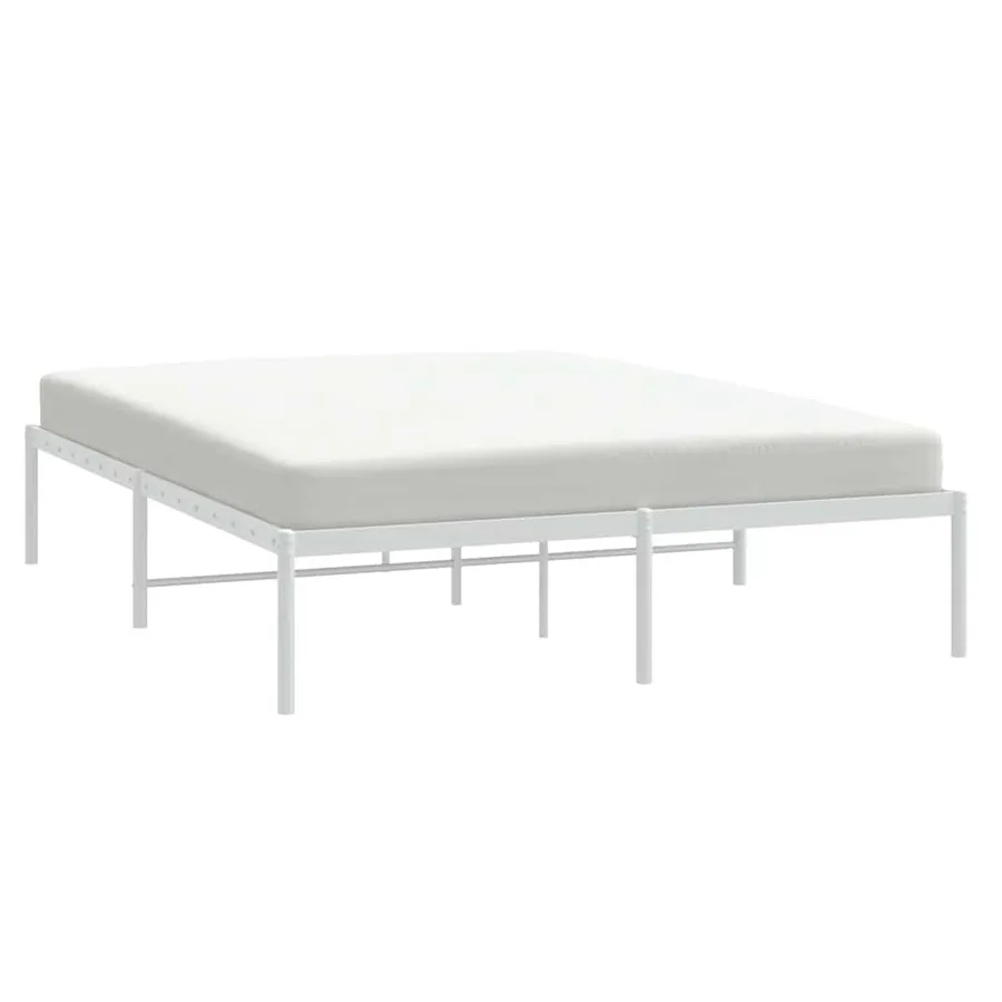Cadre de lit métal sans matelas blanc 140x200 cm - 4