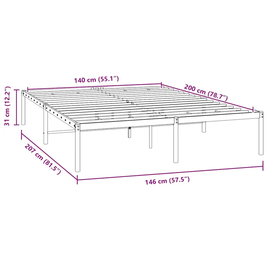 Cadre de lit métal sans matelas blanc 140x200 cm - 8