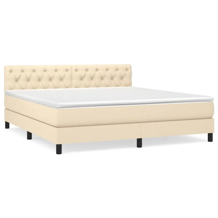 Sommier à lattes de lit avec matelas Crème 160x200 cm Tissu - 2