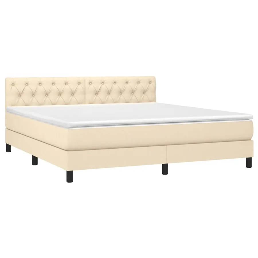 Sommier à lattes de lit avec matelas Crème 160x200 cm Tissu - 3