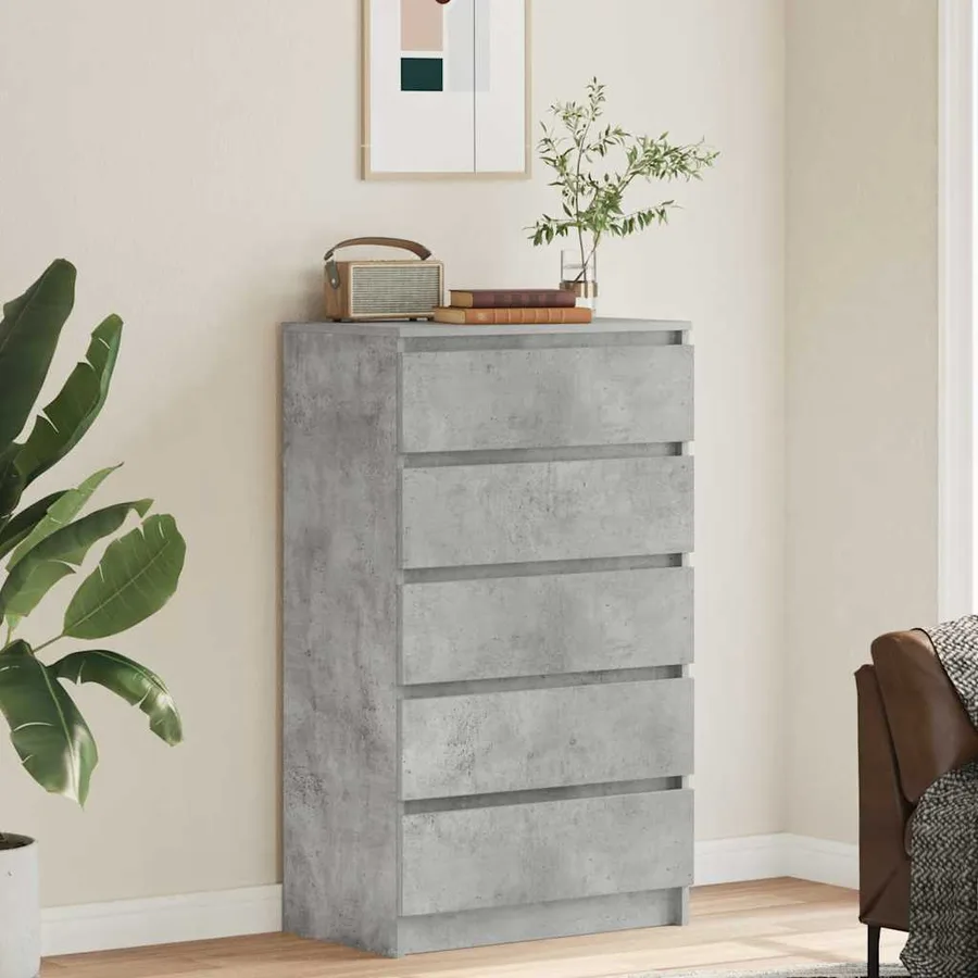 Commode Gris béton 60x36x103 cm Bois d'ingénierie - 3