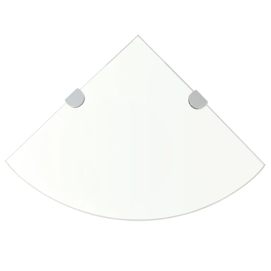 Étagères d'angle 2 pcs et supports Verre Transparent 25x25 cm