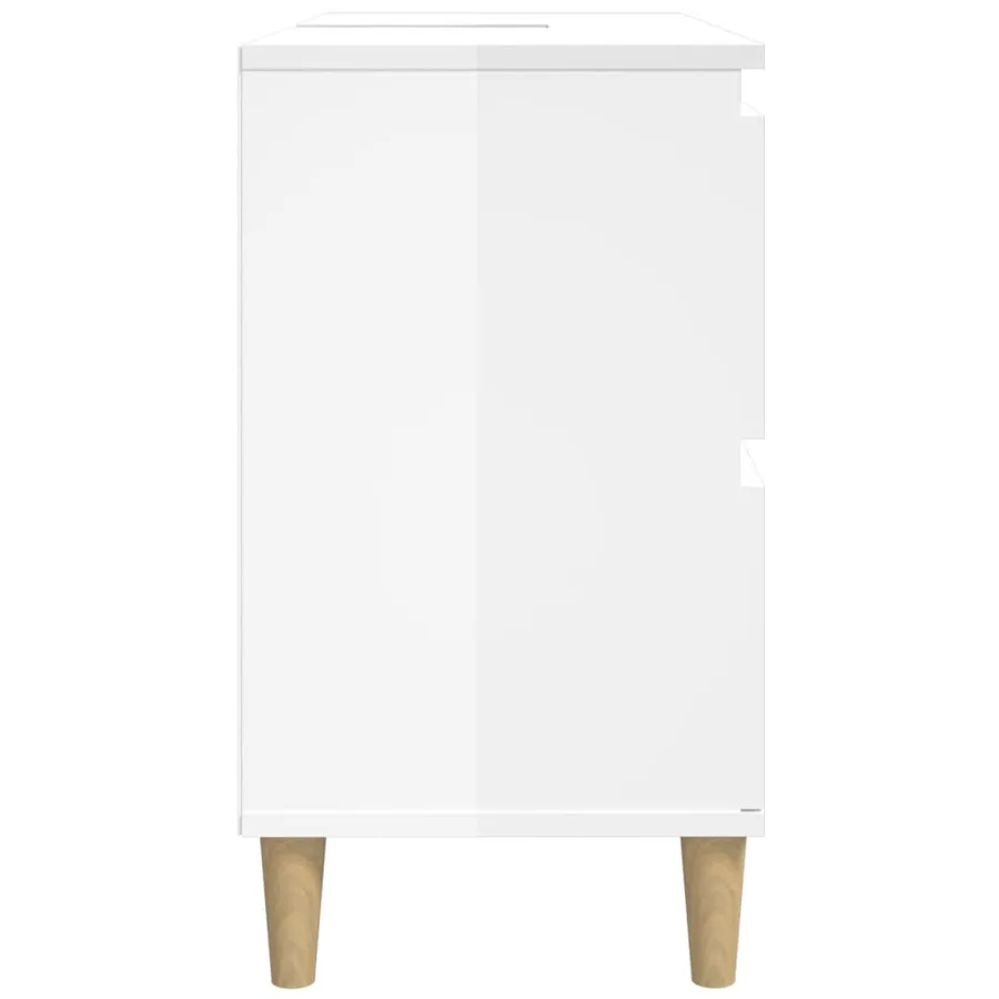 Meuble d'évier blanc brillant 80x33x60 cm bois d'ingénierie - 7