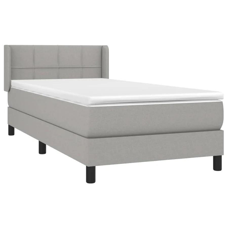 Sommier à lattes de lit avec matelas Gris clair 90x200 cm Tissu - 3