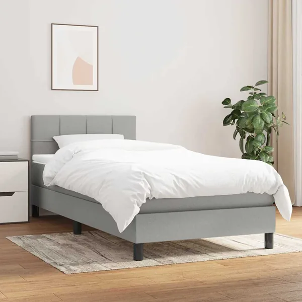 Sommier à lattes de lit et matelas Gris clair 90x190 cm Tissu