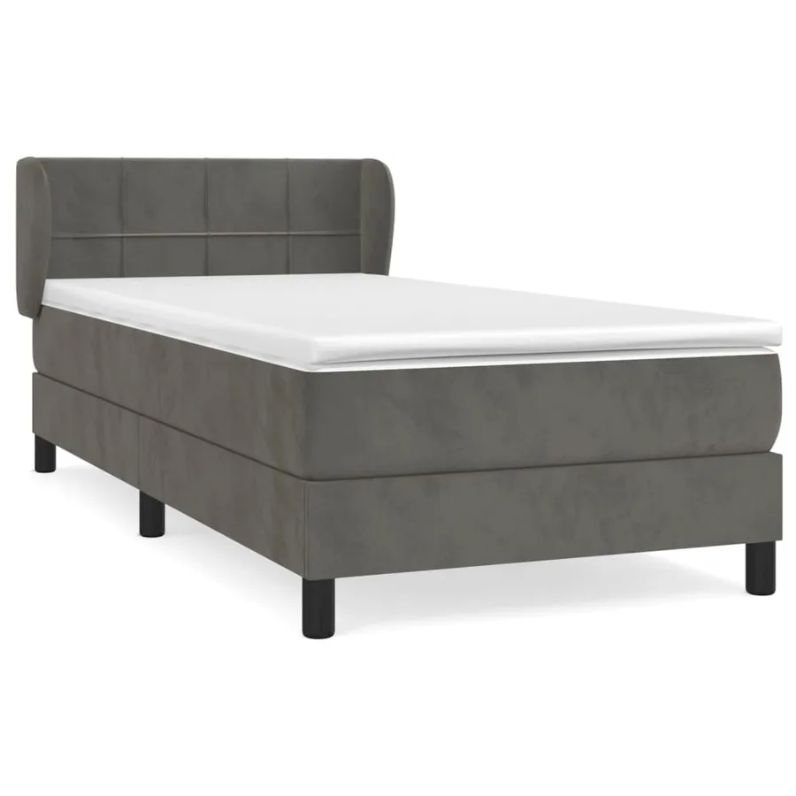 Sommier à lattes de lit et matelas Gris foncé 90x200 cm Velours - 2