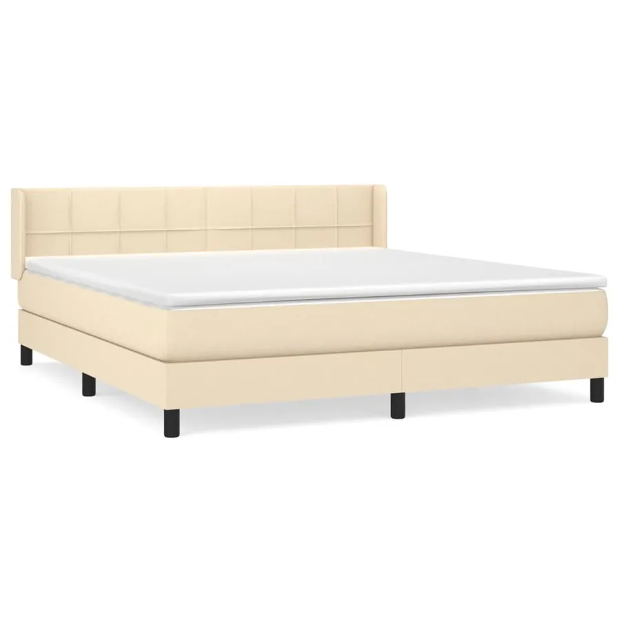 Sommier à lattes de lit avec matelas Crème 160x200 cm Tissu - 2