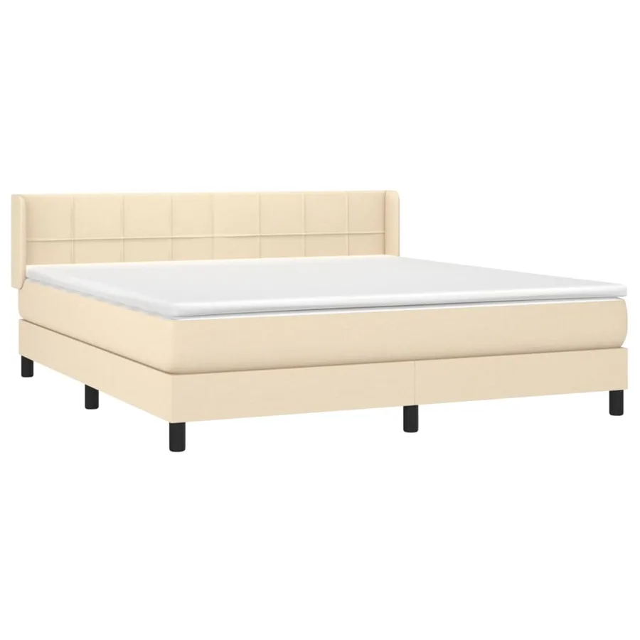 Sommier à lattes de lit avec matelas Crème 160x200 cm Tissu - 3