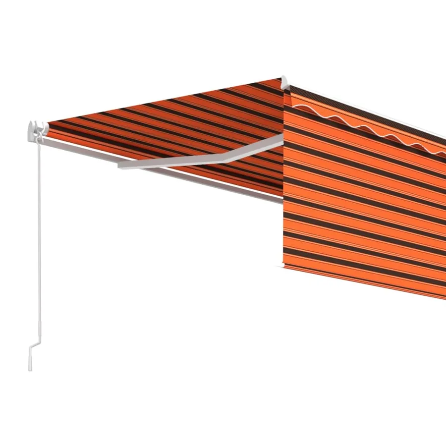 Auvent manuel rétractable avec store 4x3 m Orange et marron - 4