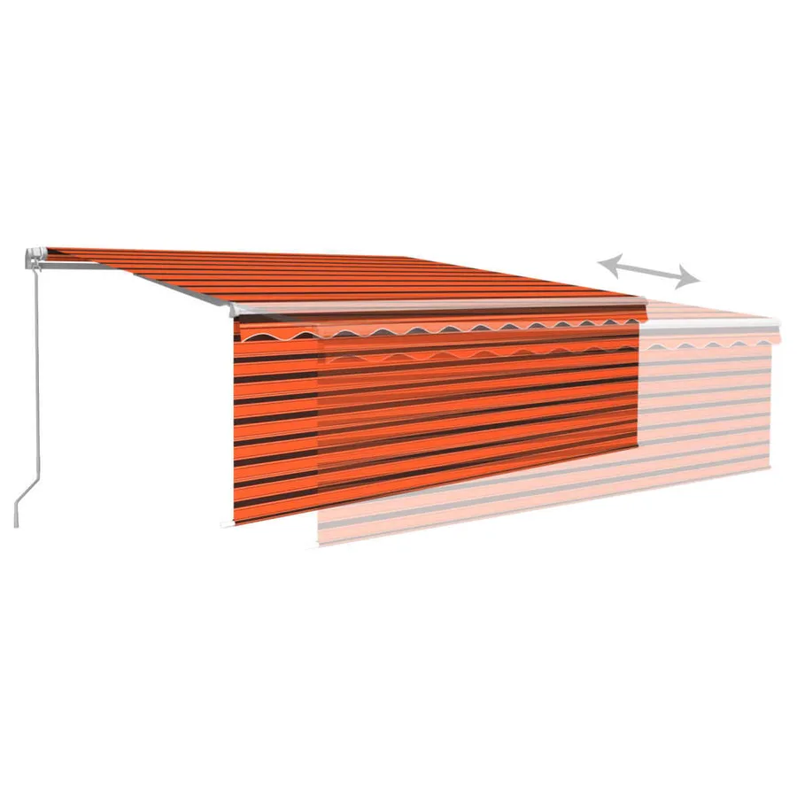 Auvent manuel rétractable avec store 4x3 m Orange et marron - 6