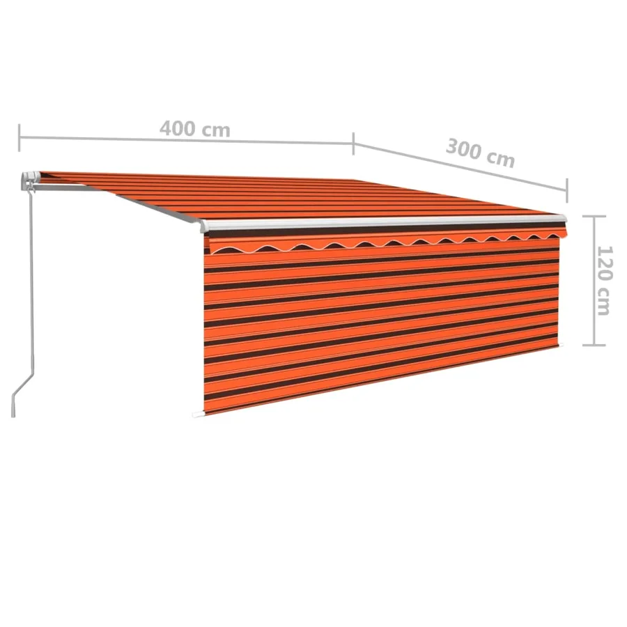 Auvent manuel rétractable avec store 4x3 m Orange et marron - 7