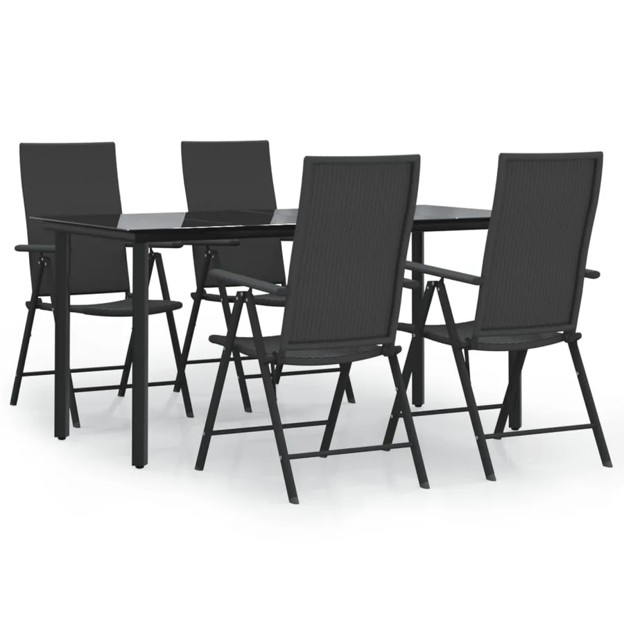 Ensemble à manger de jardin 5 pcs Noir Résine tressée - 2