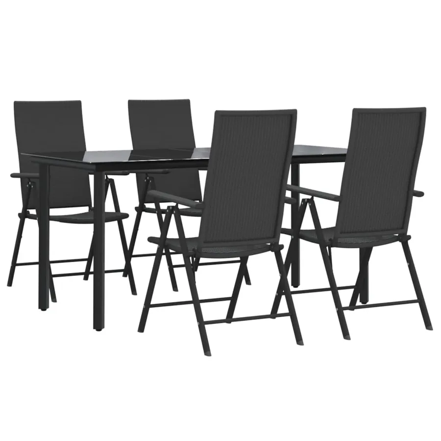 Ensemble à manger de jardin 5 pcs Noir Résine tressée - 3