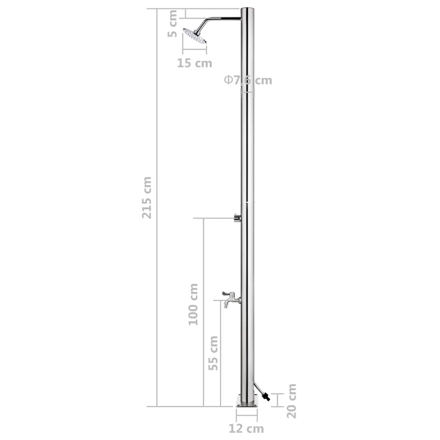 Douche de jardin avec base marron 220 cm Acier inoxydable - 17