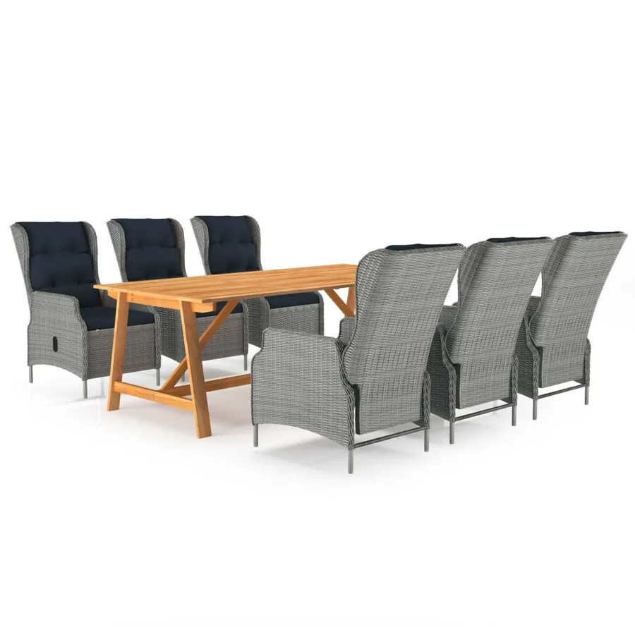Ensemble à manger de jardin 7 pcs Gris clair