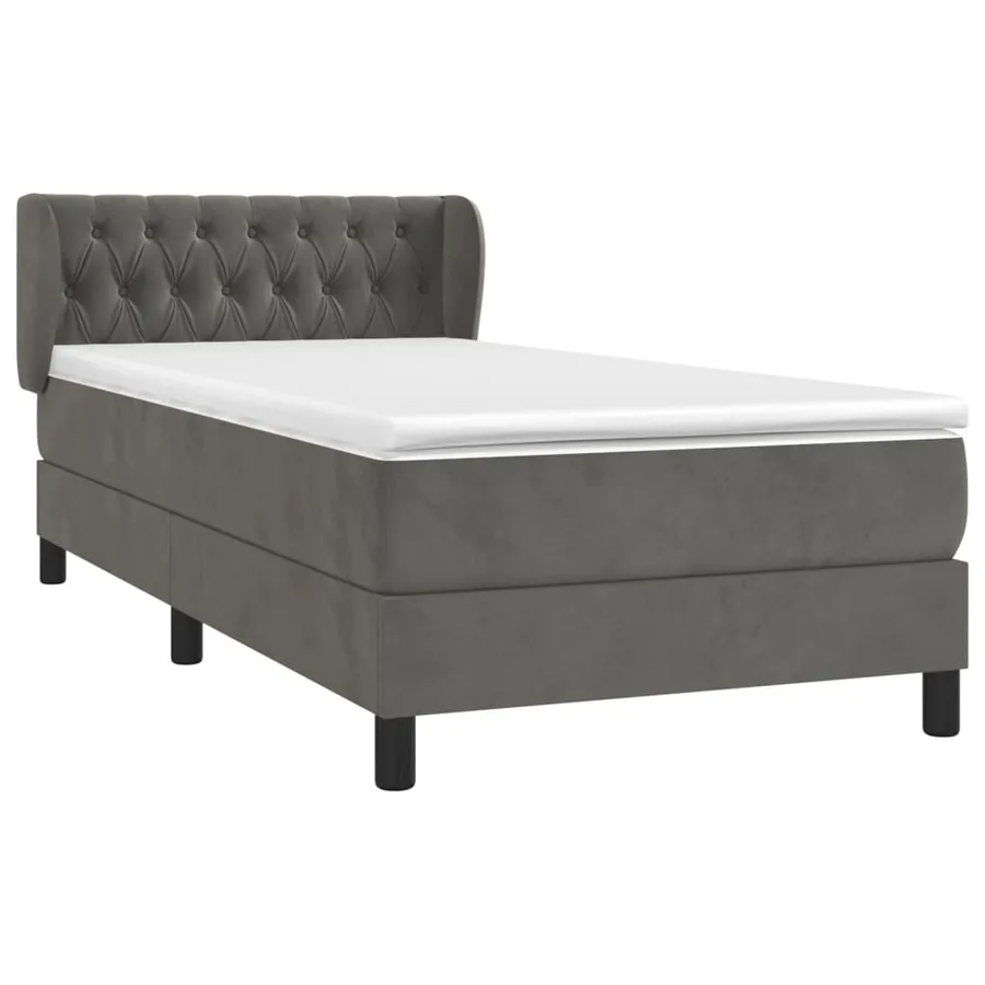 Sommier à lattes de lit et matelas Gris foncé 90x200 cm Velours - 3