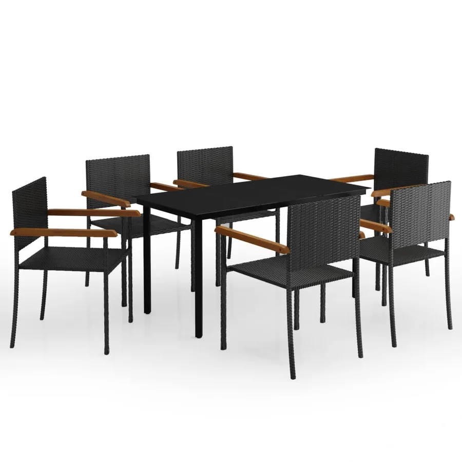 Ensemble à manger de jardin 7 pcs Noir - 2
