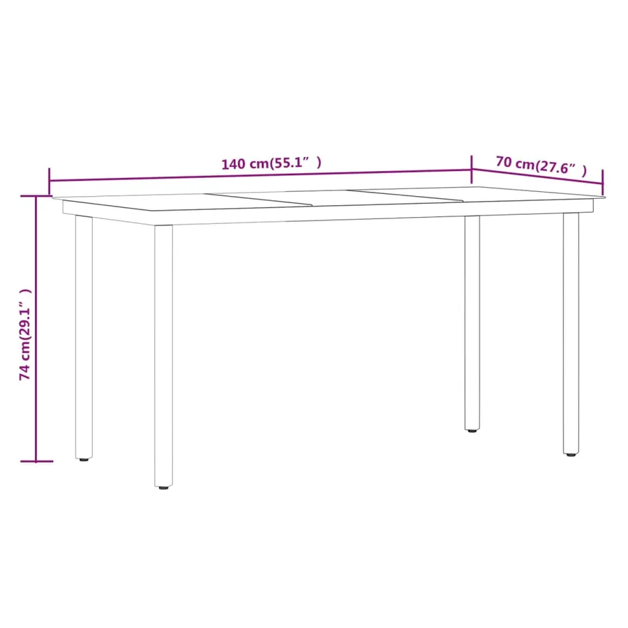 Ensemble à manger de jardin 7 pcs Noir - 9