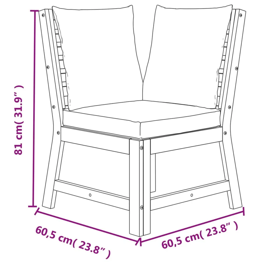 Ensemble à manger de jardin coussins 7 pcs Bois acacia - 11