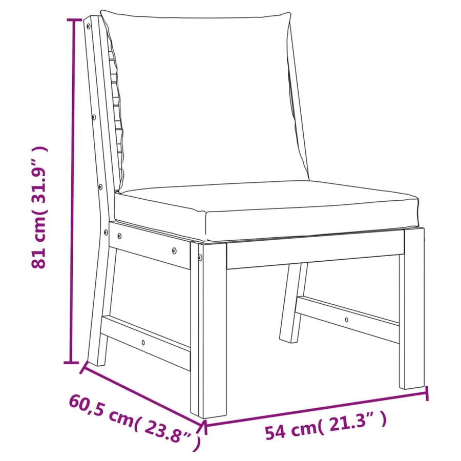 Ensemble à manger de jardin coussins 7 pcs Bois acacia - 13