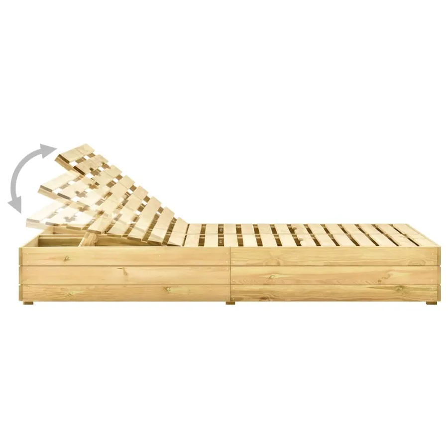 Chaise longue double et coussins vert Bois de pin imprégné - 3