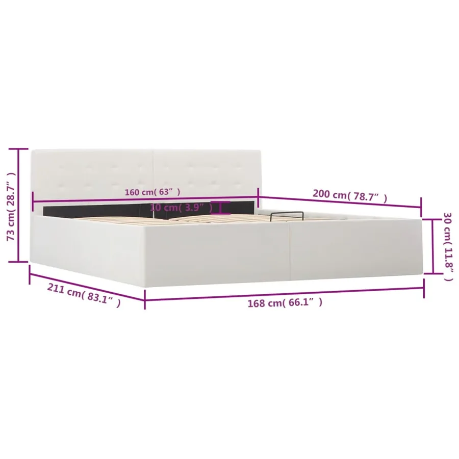 Cadre de lit avec rangement hydraulique Similicuir 160x200 cm - 10
